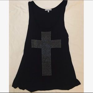 Charolette Russe rhinestone Cross Black tank tops